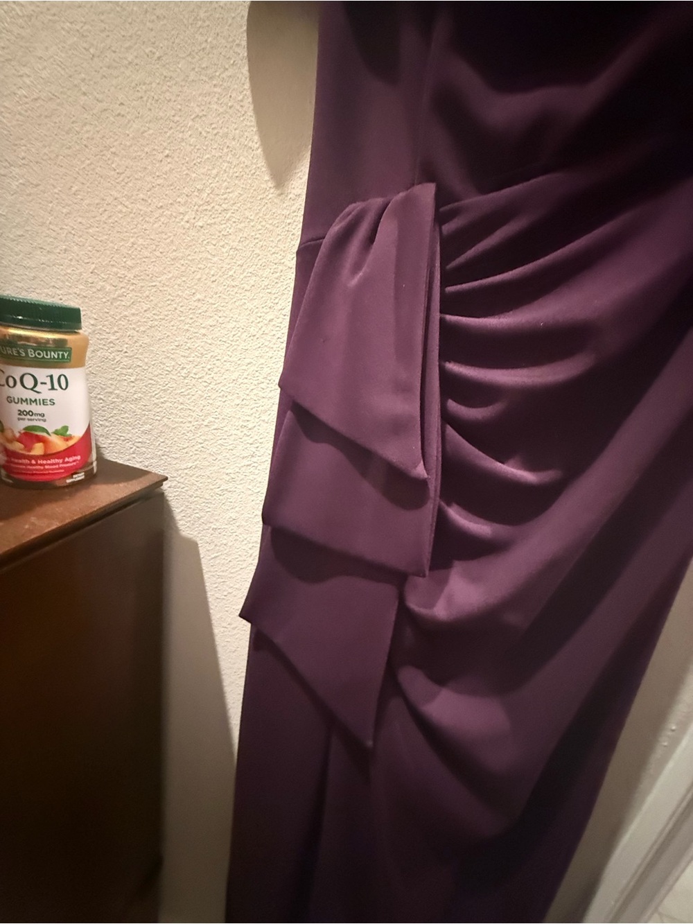 Xscape Off of the Shoulder Plum Evening Gown - Picture 4 of 8